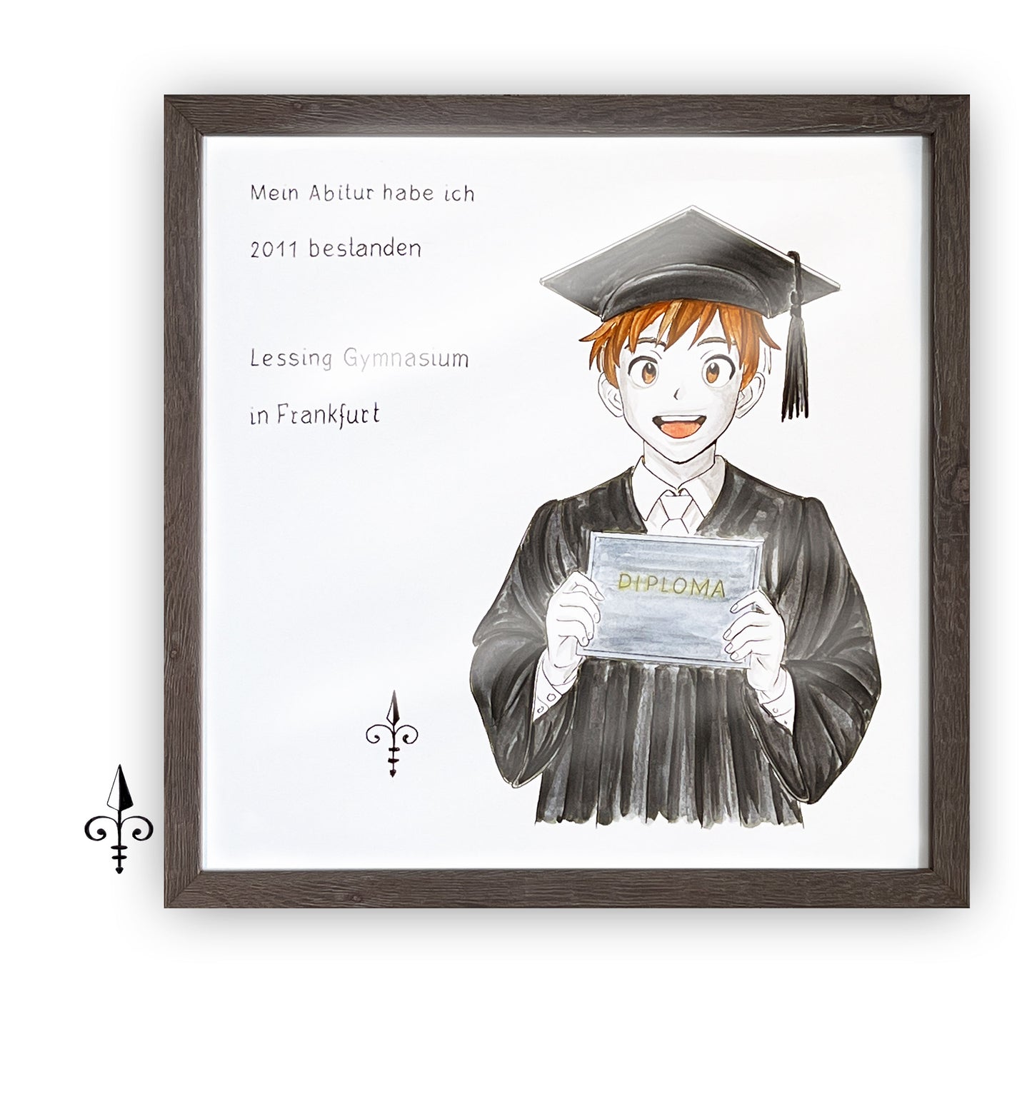 Handgemaltes Aquarell: Schulabschluss - Junge