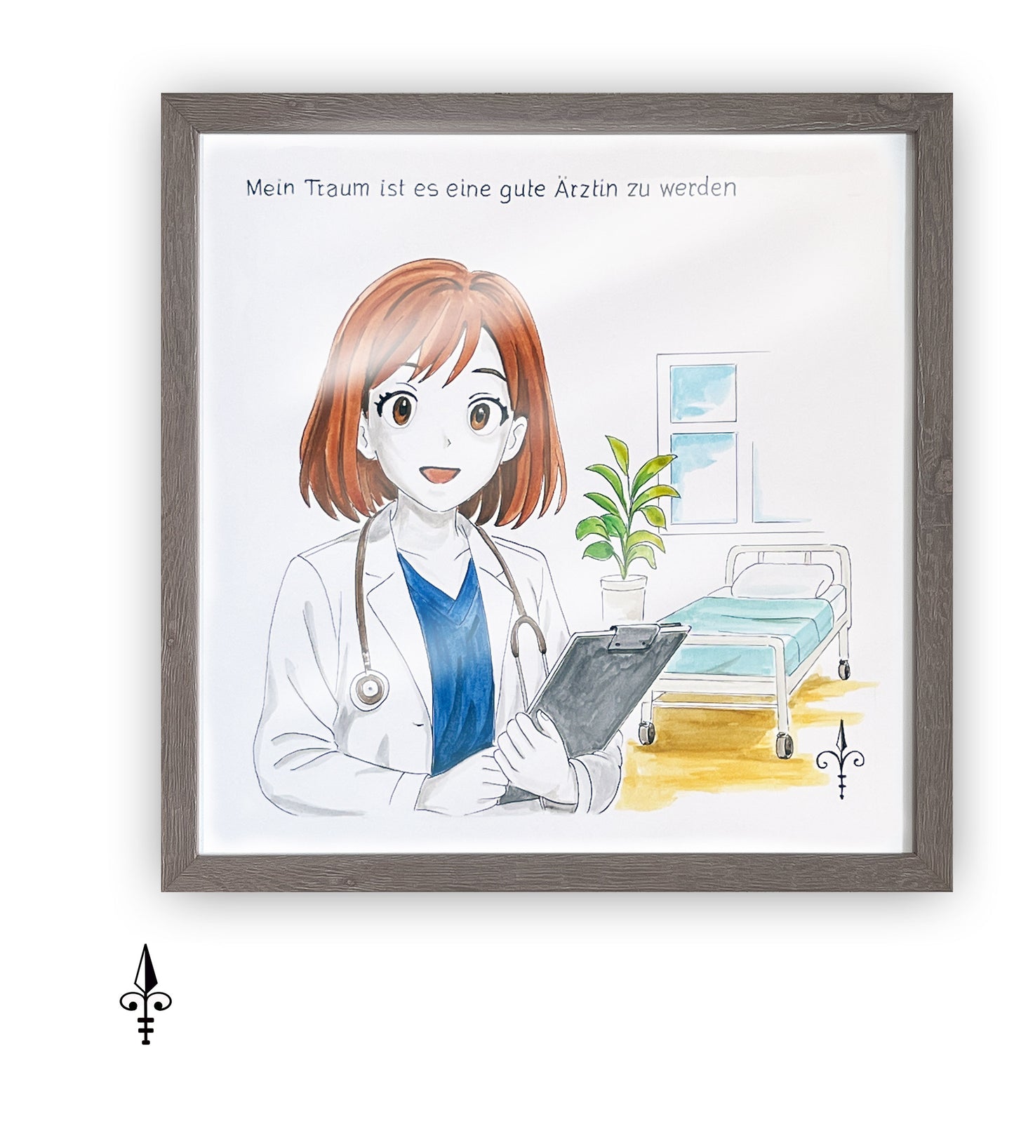 Handgemaltes Aquarell: Berufswunsch - Arzt/Ärztin