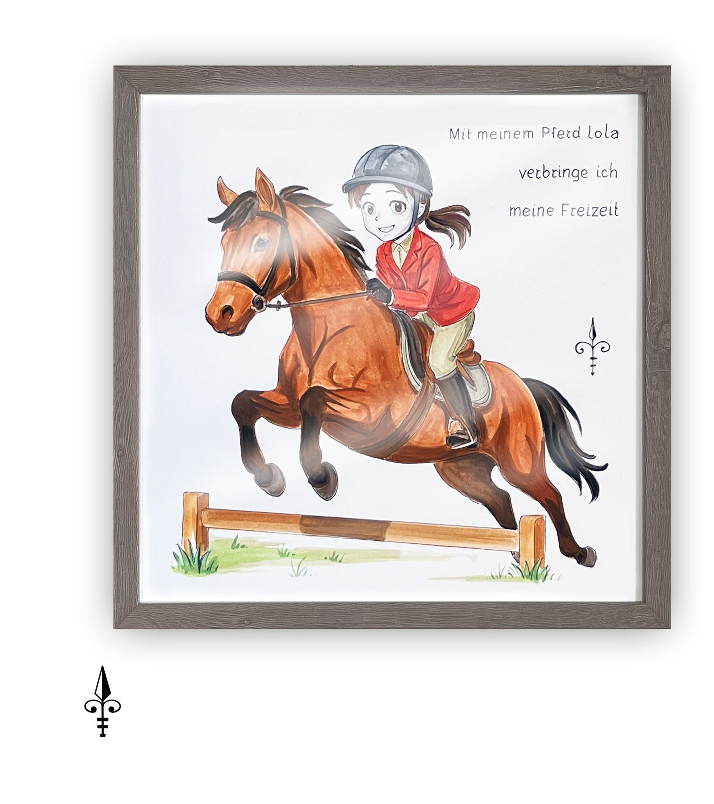 Handgemaltes Aquarell: Hobby - Reiten