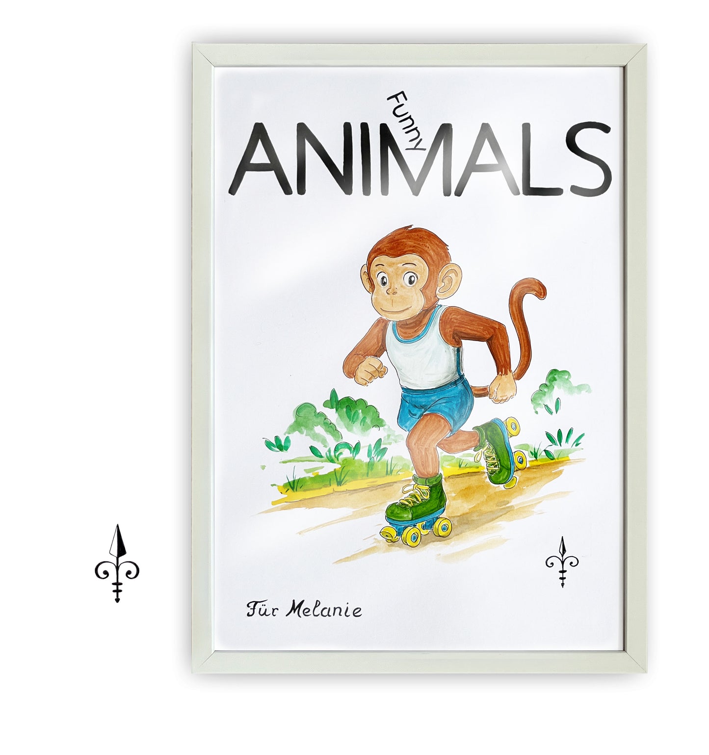 Handgemaltes Aquarell - Funny Animals - Affe