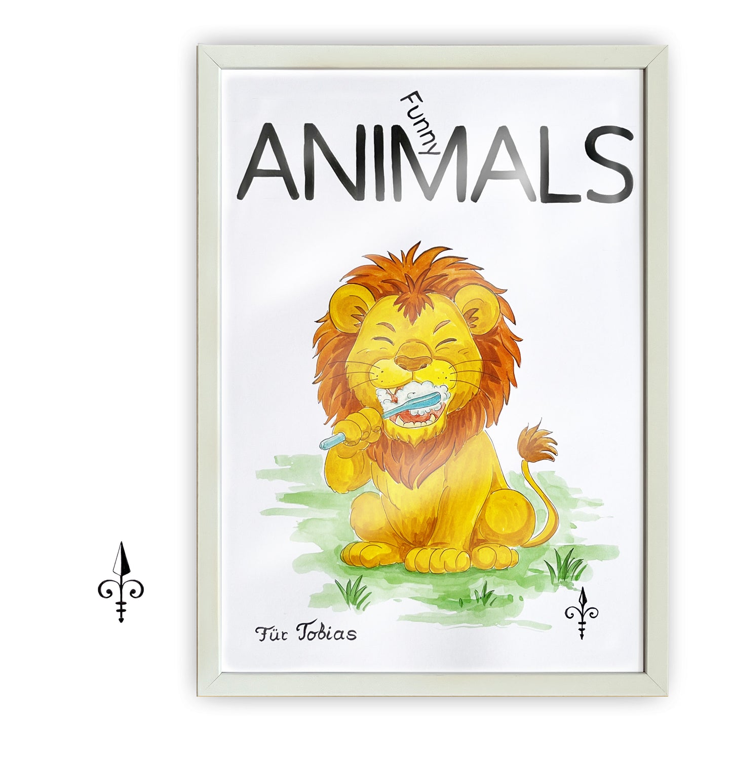 Handgemaltes Aquarell - Funny Animals - Löwe