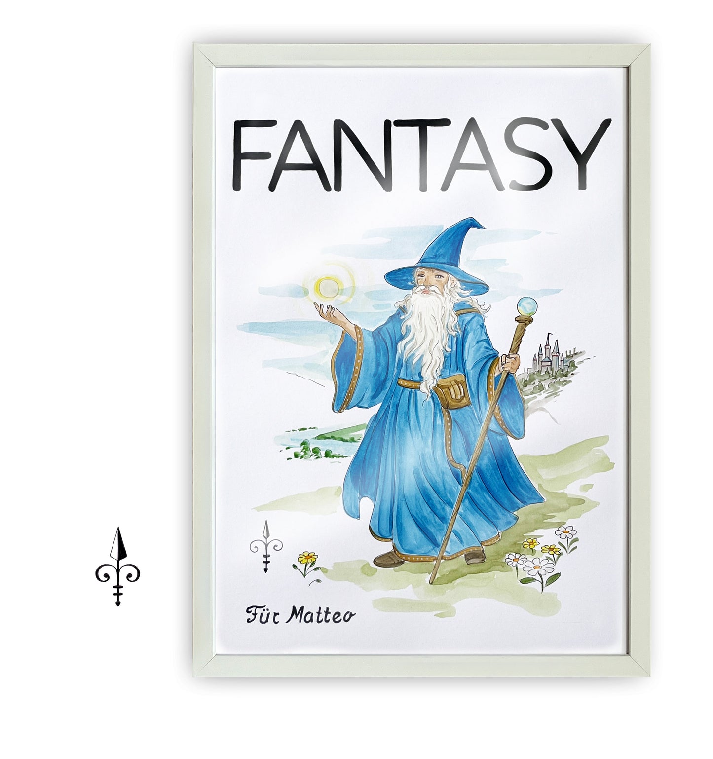 Handgemaltes Aquarell - Fantasy - Zauberer