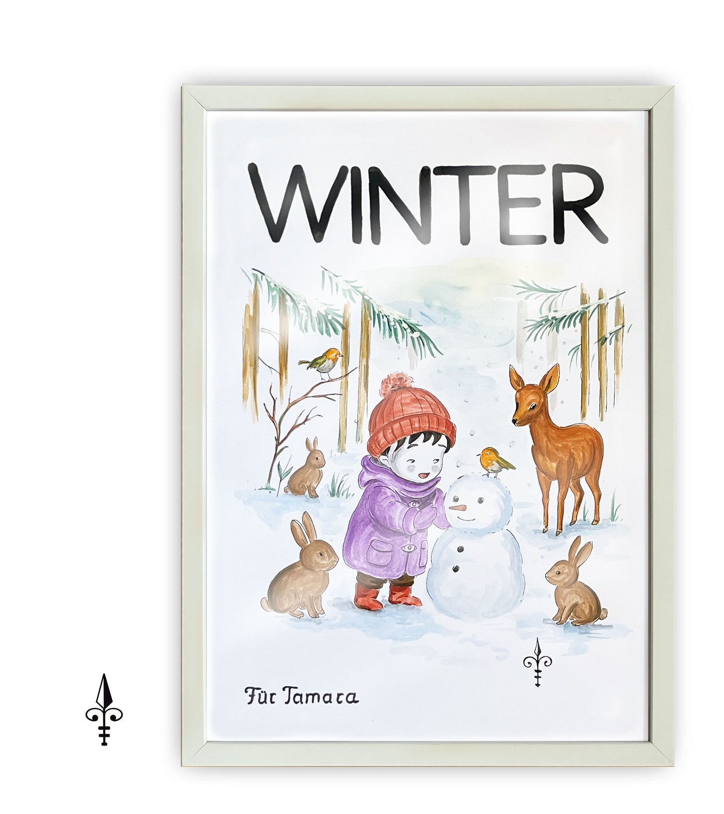 Handgemaltes Aquarell - Winter