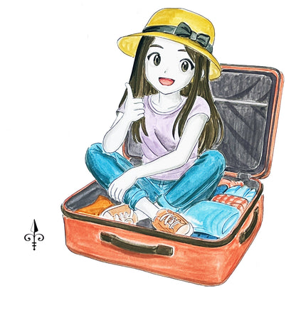 Handgemaltes Aquarell - Reise/Mädchen