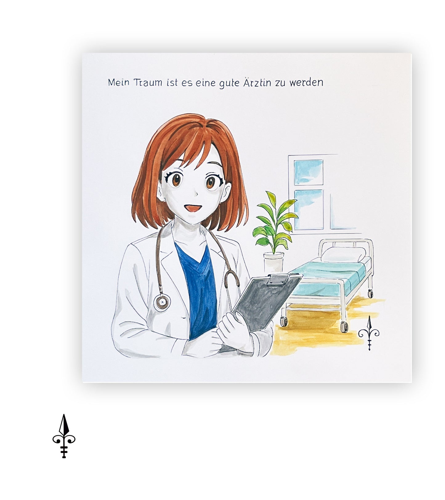 Handgemaltes Aquarell: Berufswunsch - Arzt/Ärztin