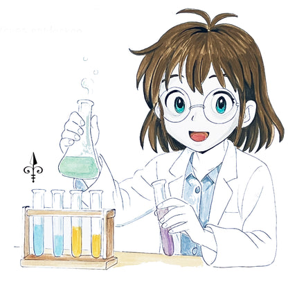 Handgemaltes Aquarell: Lieblingsfach - Chemie - Mädchen