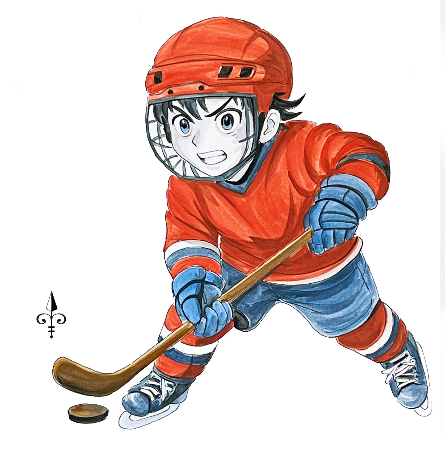 Handgemaltes Aquarell: Hobby - Eishockey