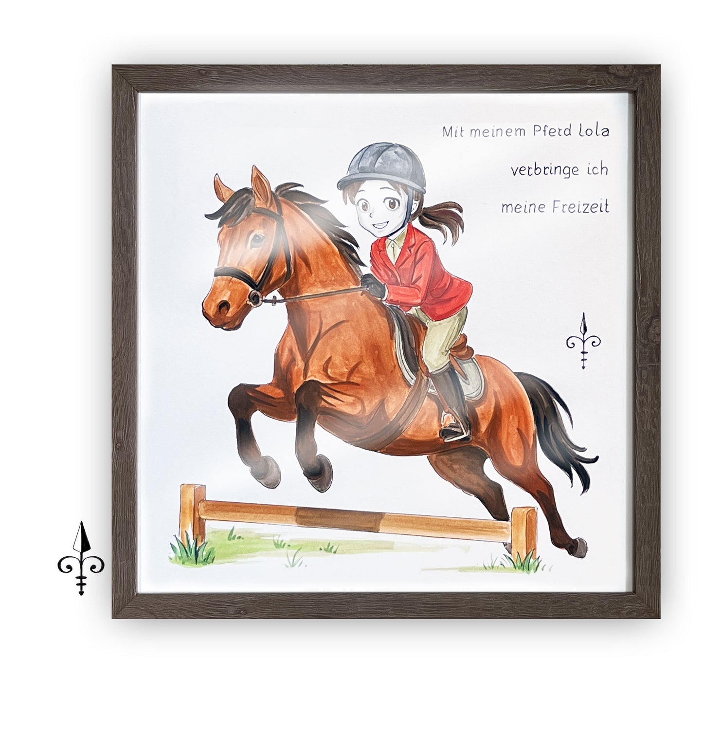 Handgemaltes Aquarell: Hobby - Reiten