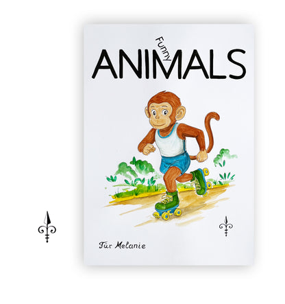 Handgemaltes Aquarell - Funny Animals - Affe