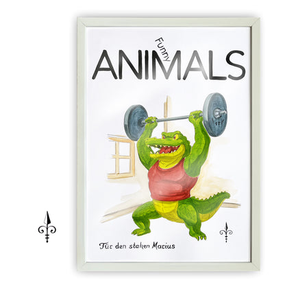 Handgemaltes Aquarell - Funny Animals - Krokodil