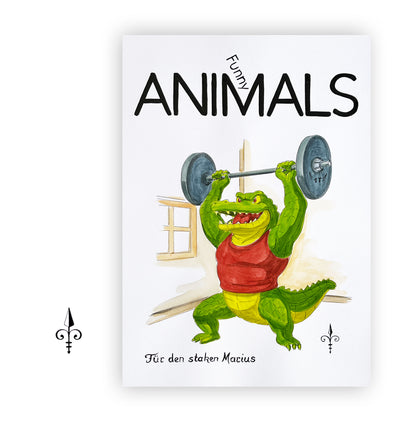 Handgemaltes Aquarell - Funny Animals - Krokodil