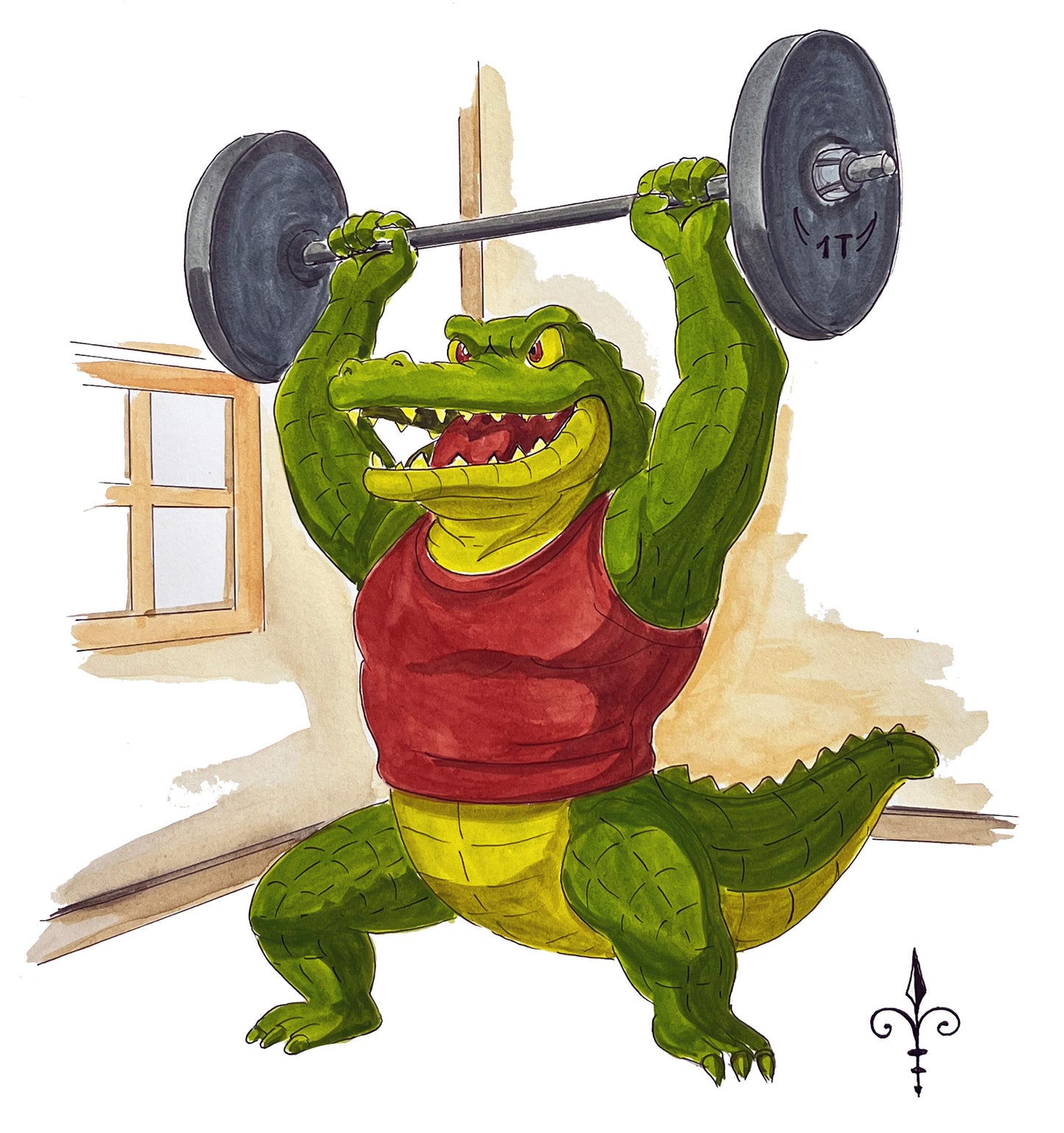 Handgemaltes Aquarell - Funny Animals - Krokodil