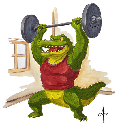 Handgemaltes Aquarell - Funny Animals - Krokodil
