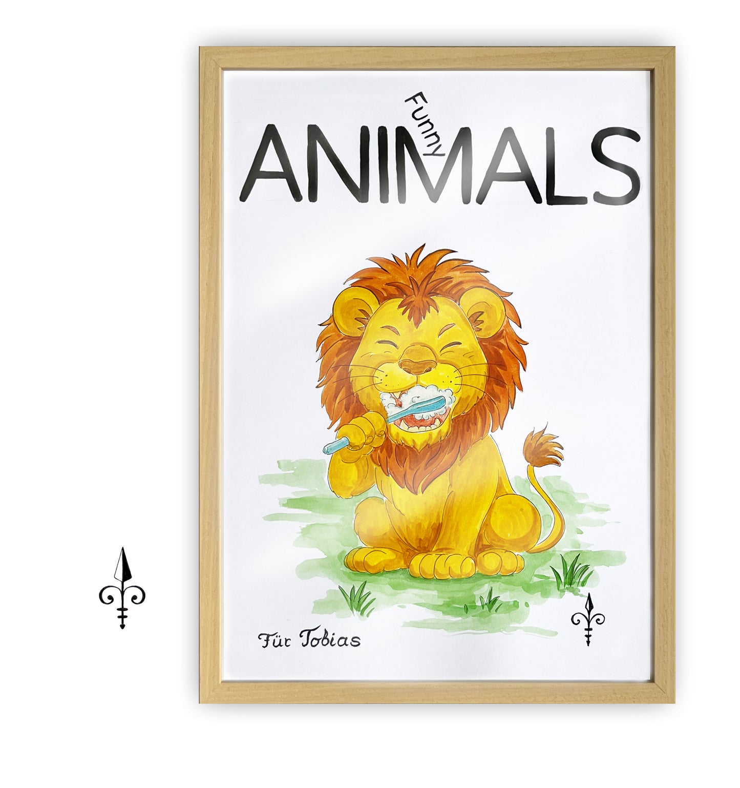 Handgemaltes Aquarell - Funny Animals - Löwe