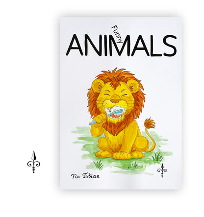 Handgemaltes Aquarell - Funny Animals - Löwe