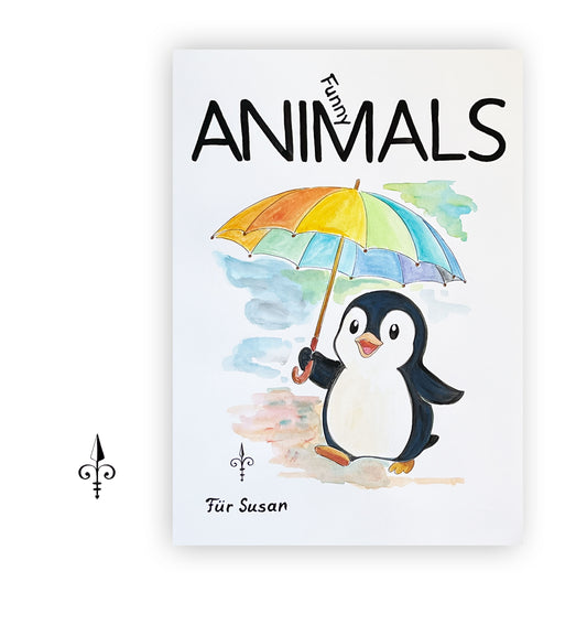 Handgemaltes Aquarell - Funny Animals - Pinguin
