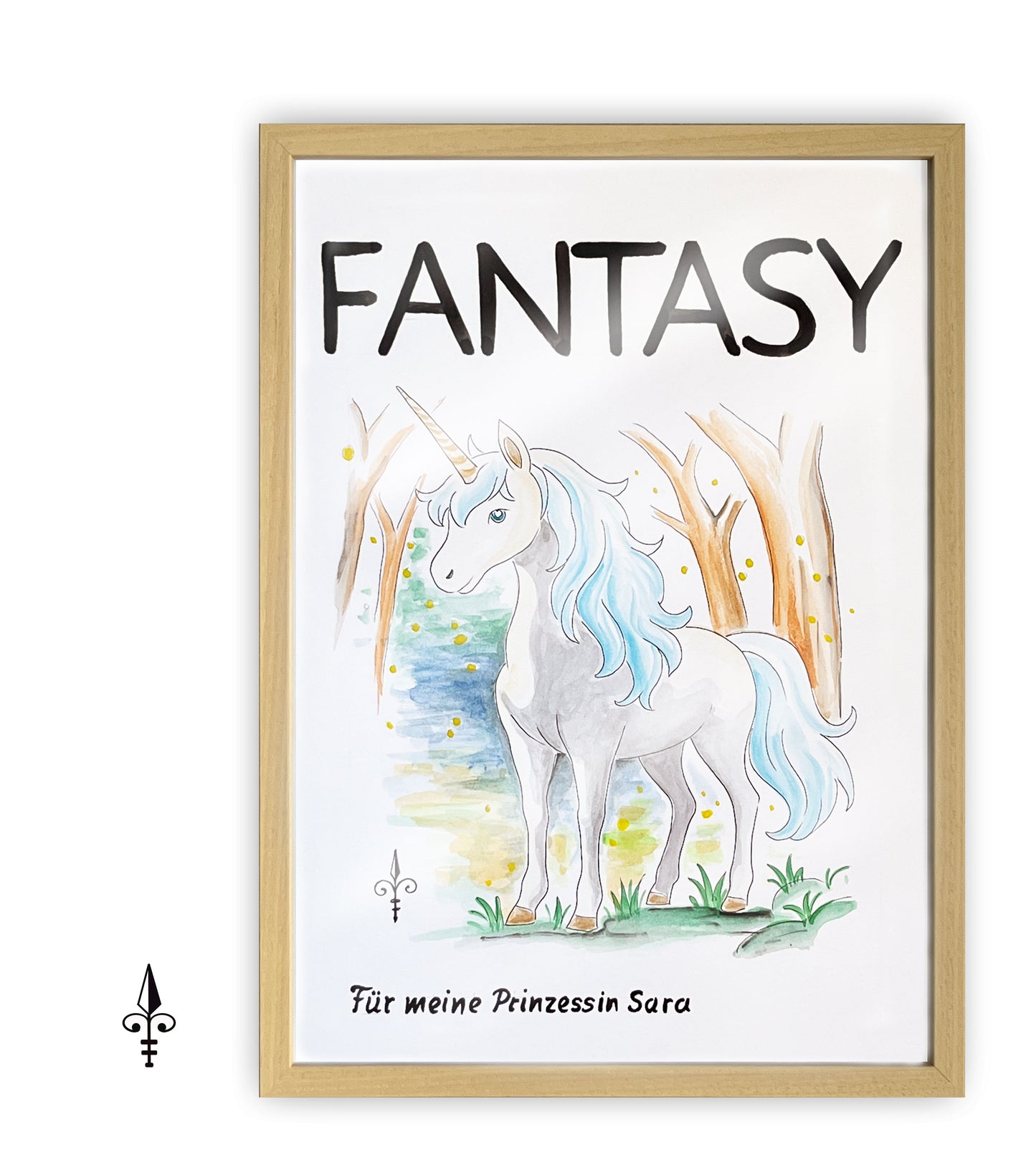 Handgemaltes Aquarell - Fantasy/Einhorn