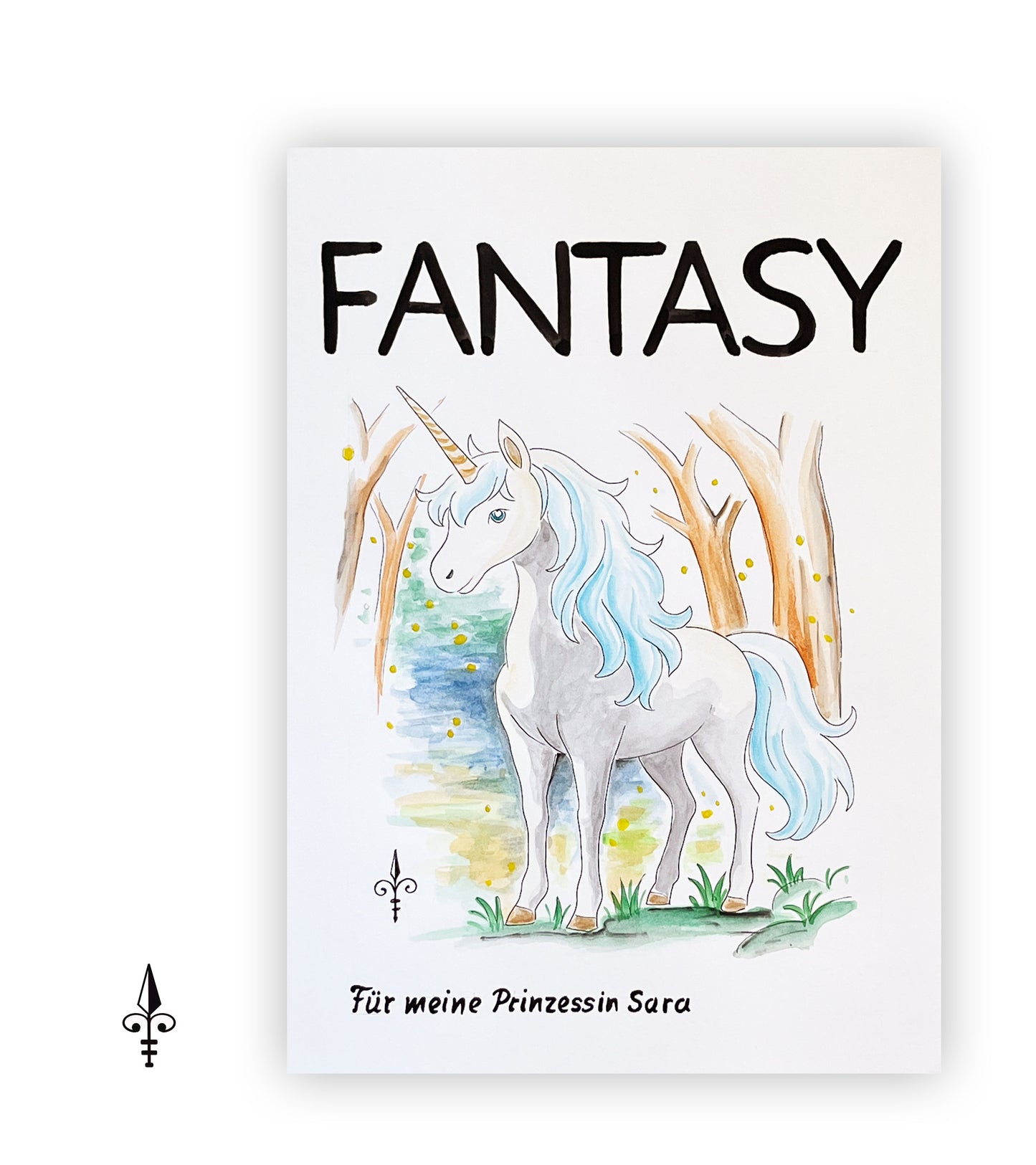 Handgemaltes Aquarell - Fantasy/Einhorn