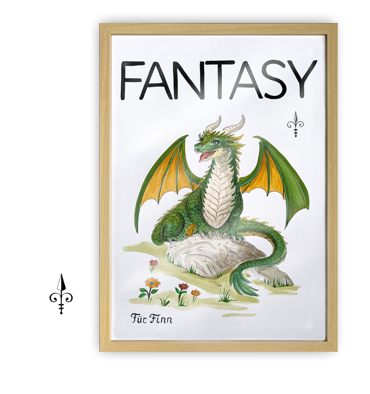 Handgemaltes Aquarell - Fantasy - Drachen
