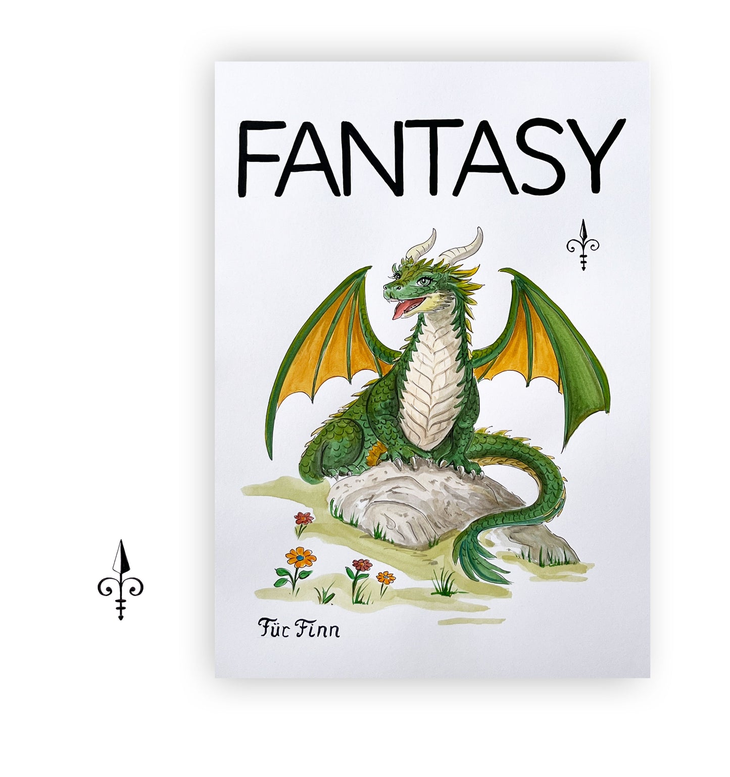 Handgemaltes Aquarell - Fantasy - Drachen