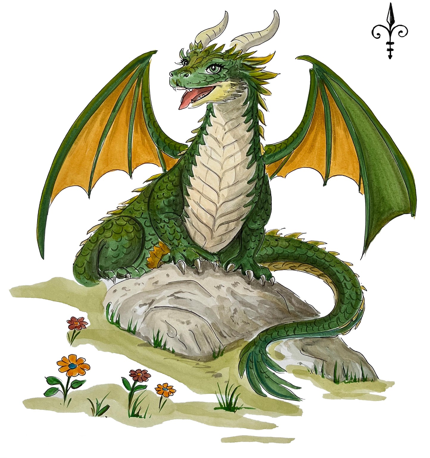 Handgemaltes Aquarell - Fantasy - Drachen