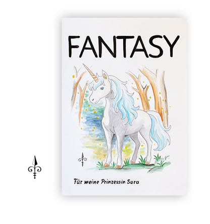 Handgemaltes Aquarell - Fantasy - Einhorn