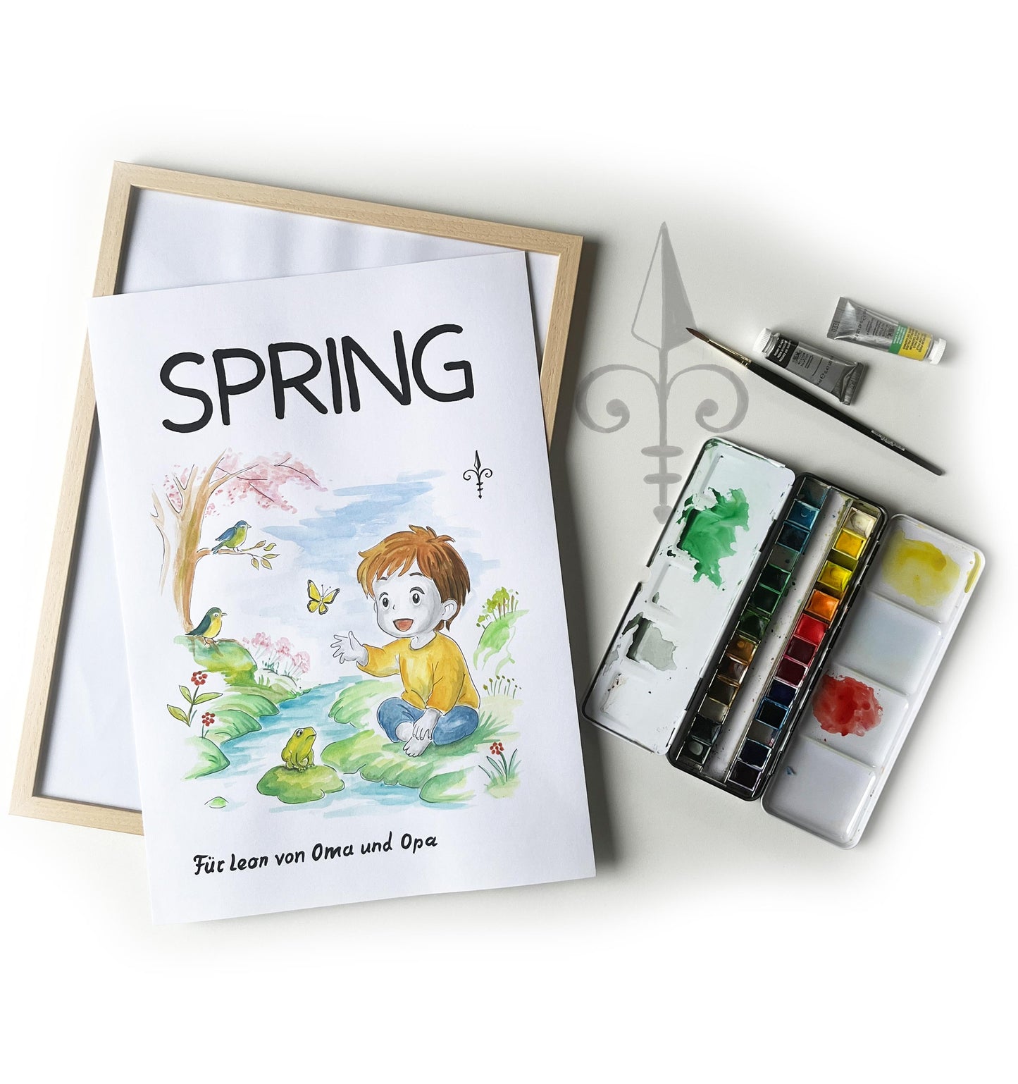 Handgemaltes Aquarell - Frühling