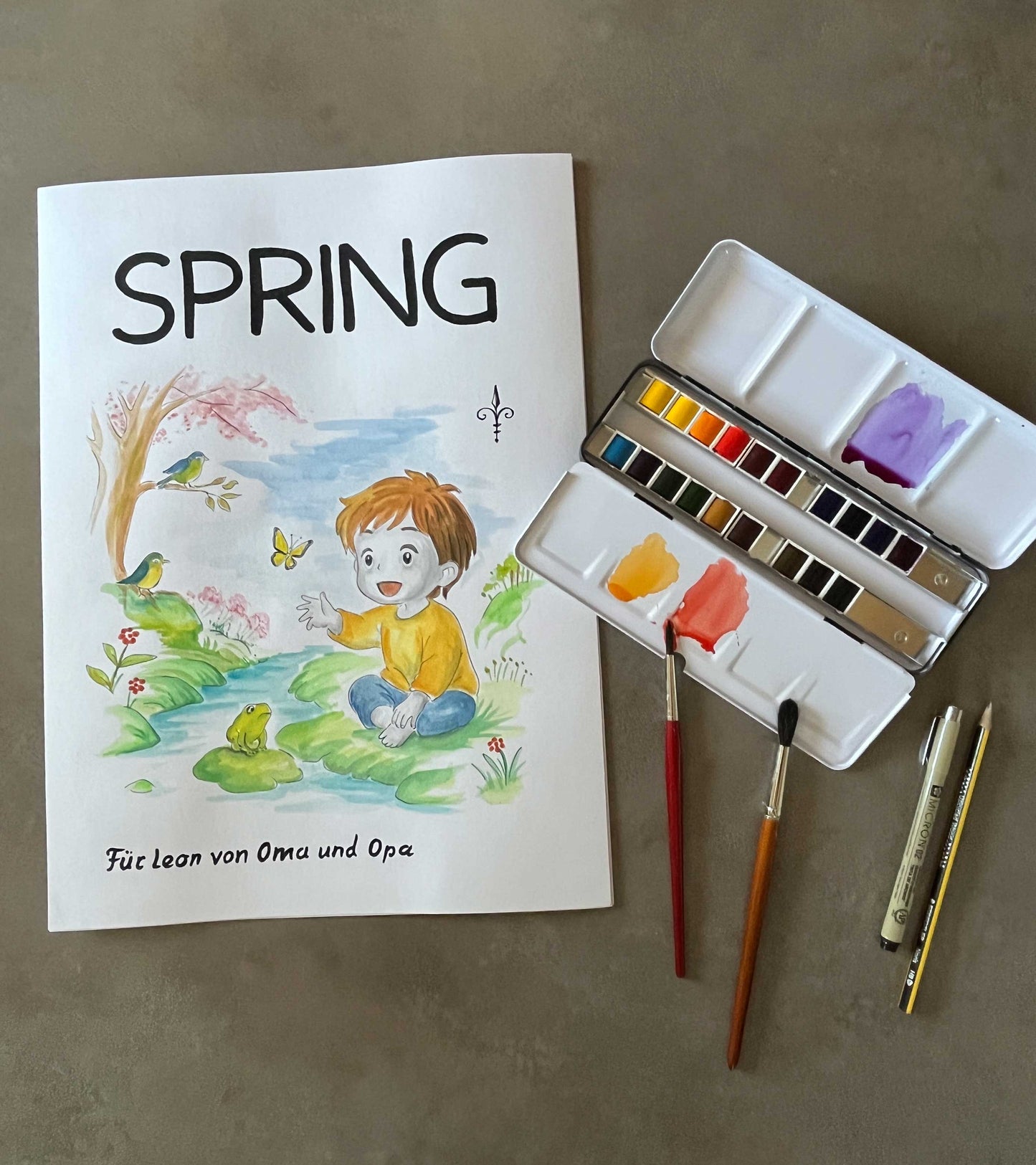 Handgemaltes Aquarell - Frühling