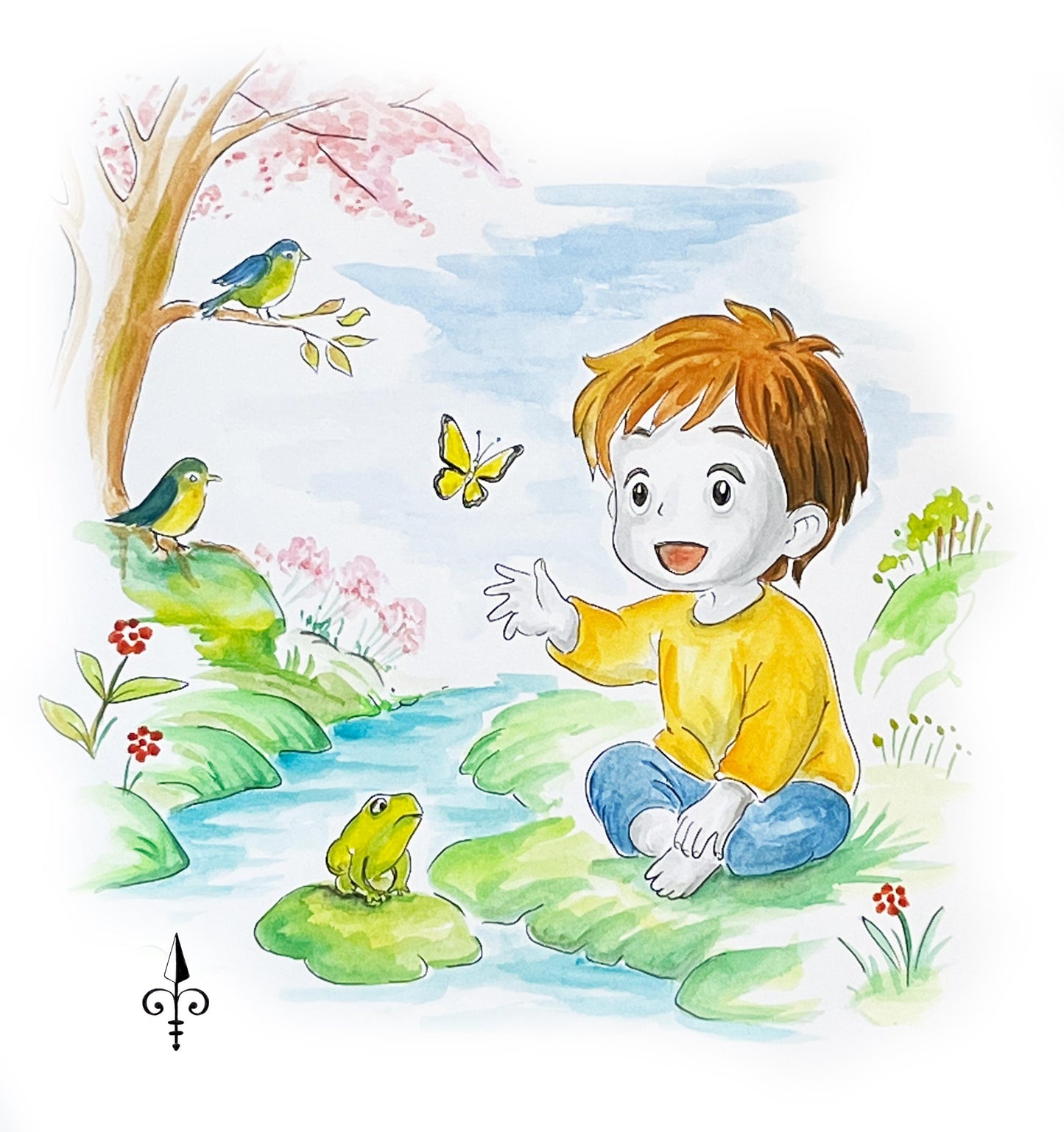 Handgemaltes Aquarell - Frühling
