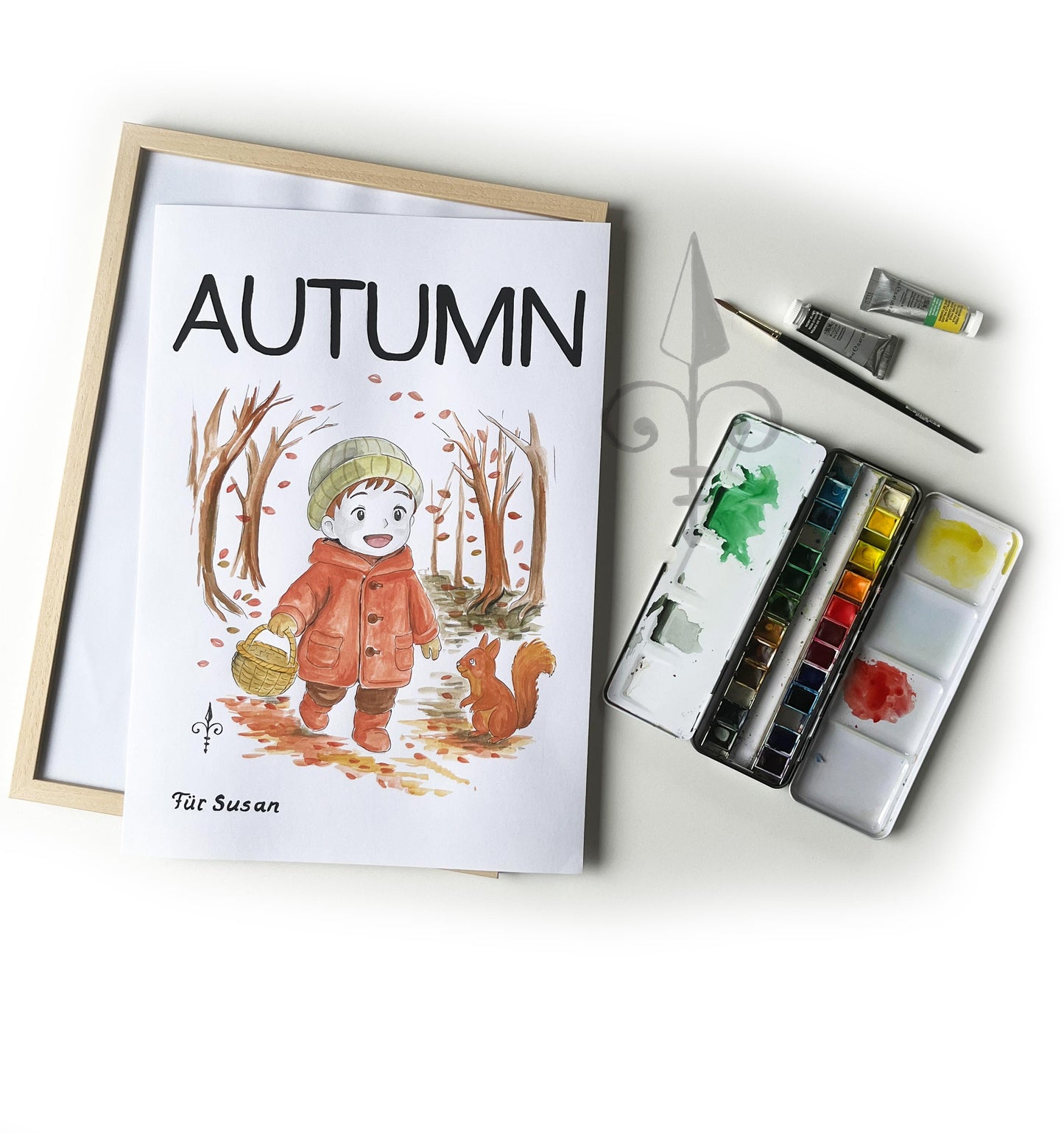Handgemaltes Aquarell - Herbst