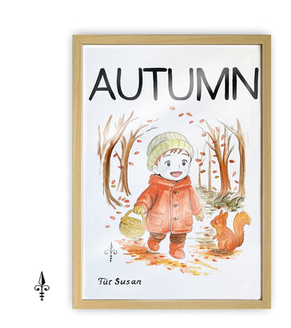 Handgemaltes Aquarell - Herbst