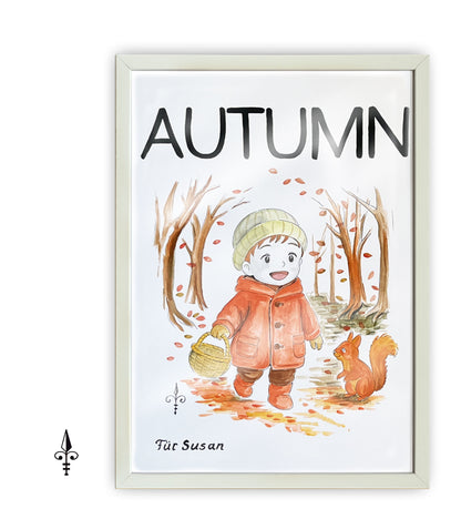 Handgemaltes Aquarell - Herbst