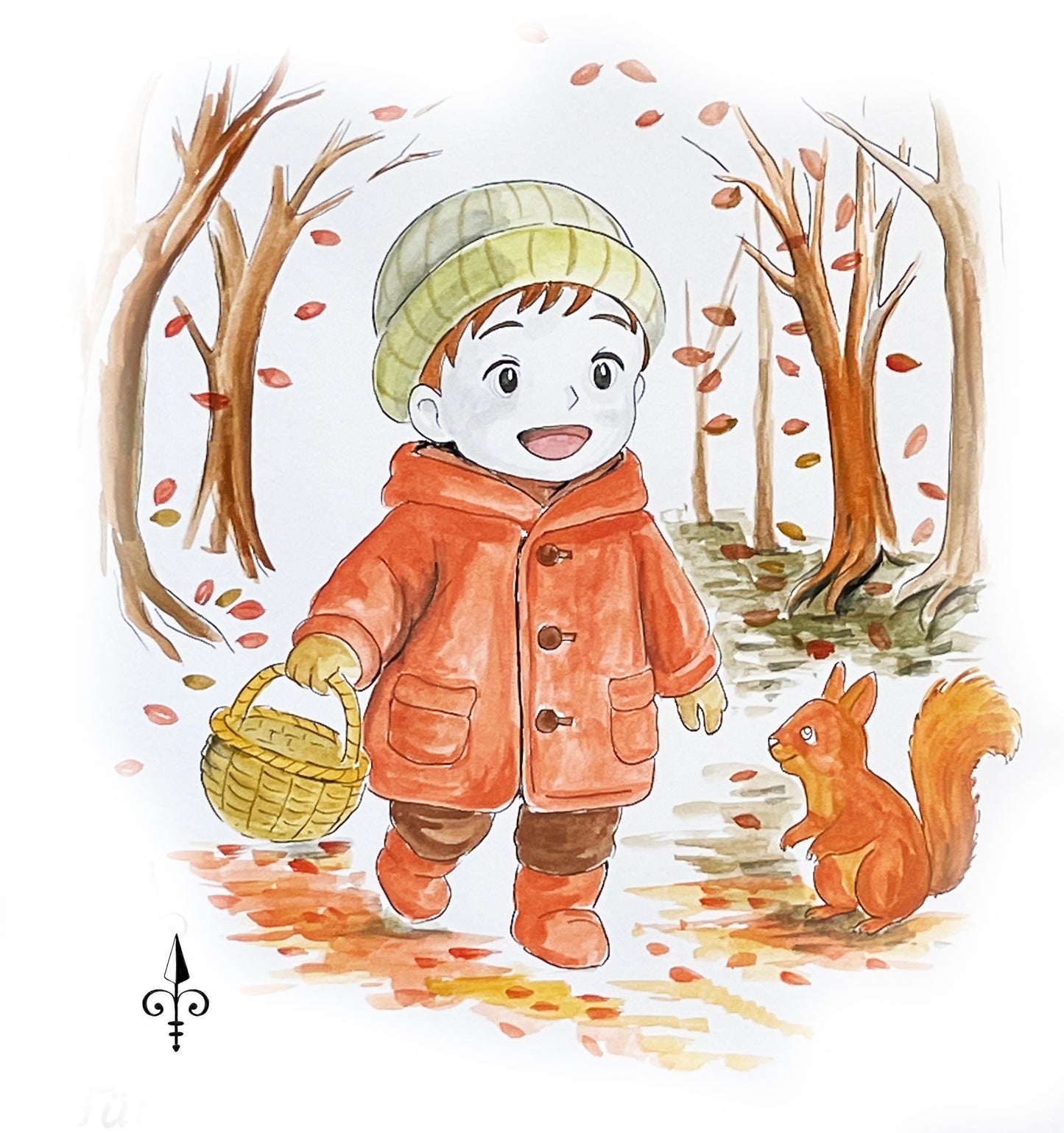 Handgemaltes Aquarell - Herbst
