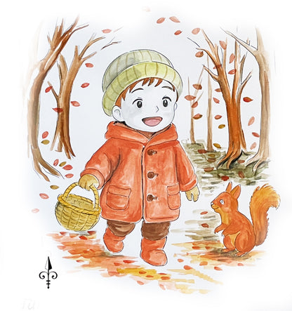 Handgemaltes Aquarell - Herbst