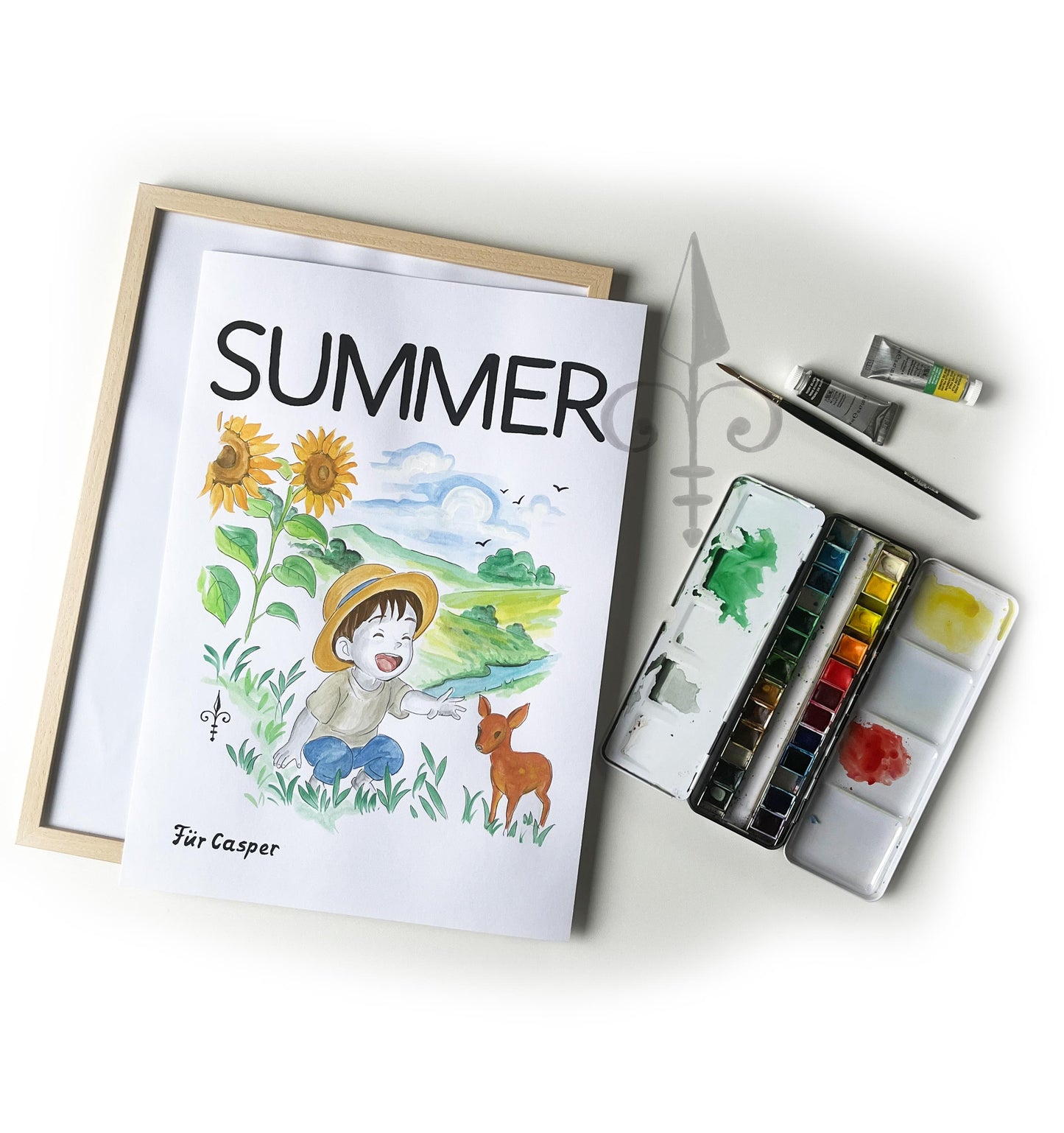 Handgemaltes Aquarell - Sommer