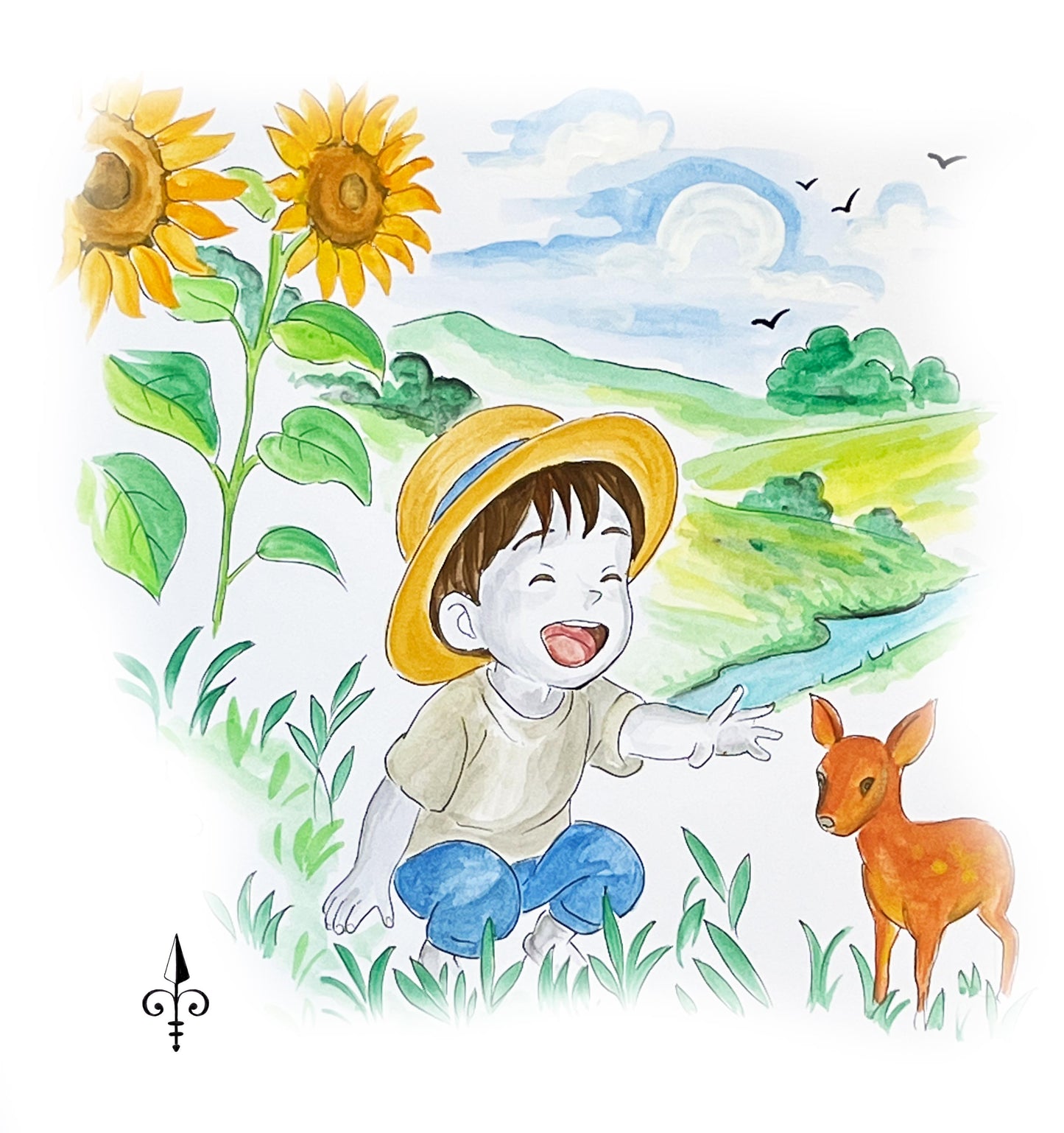Handgemaltes Aquarell - Sommer