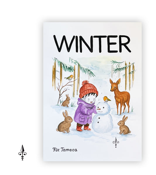 Handgemaltes Aquarell - Winter