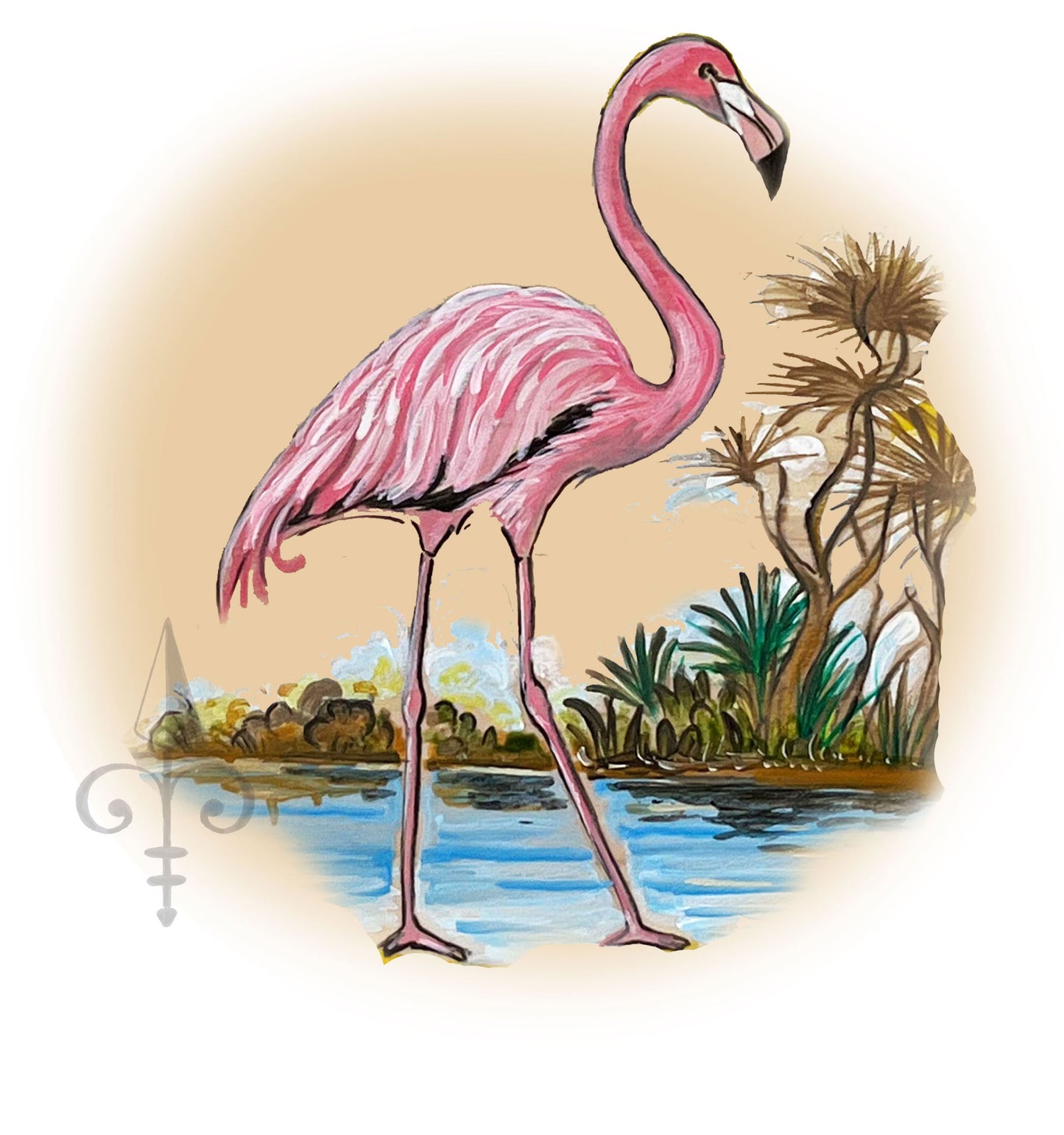 Türschild Flamingo